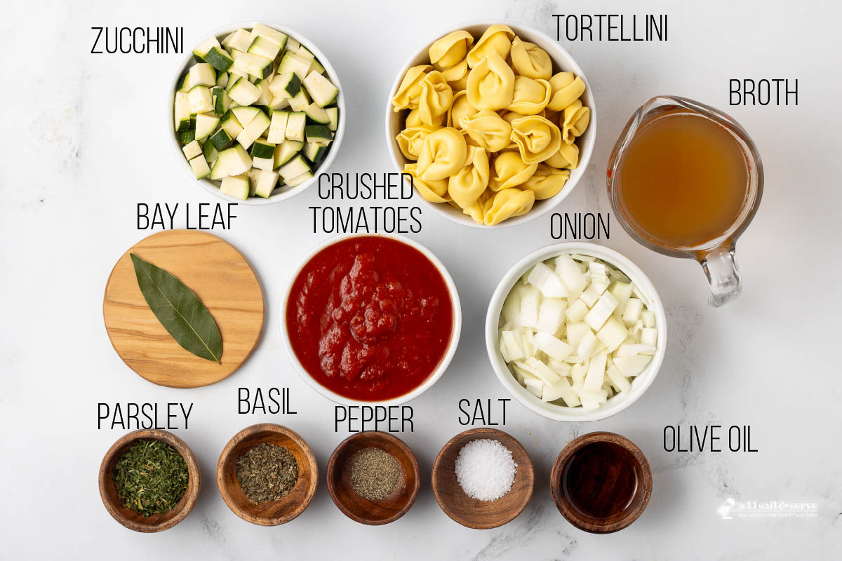 Ingredients for tomato zucchini soup.