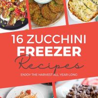 Collage of zucchini freezer recipes.