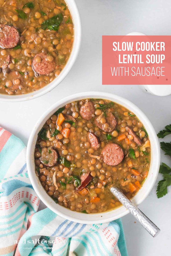 Crockpot Lentil Soup with Kielbasa