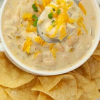 White chicken chili with rotisserie chicken - 30 minute recipe.