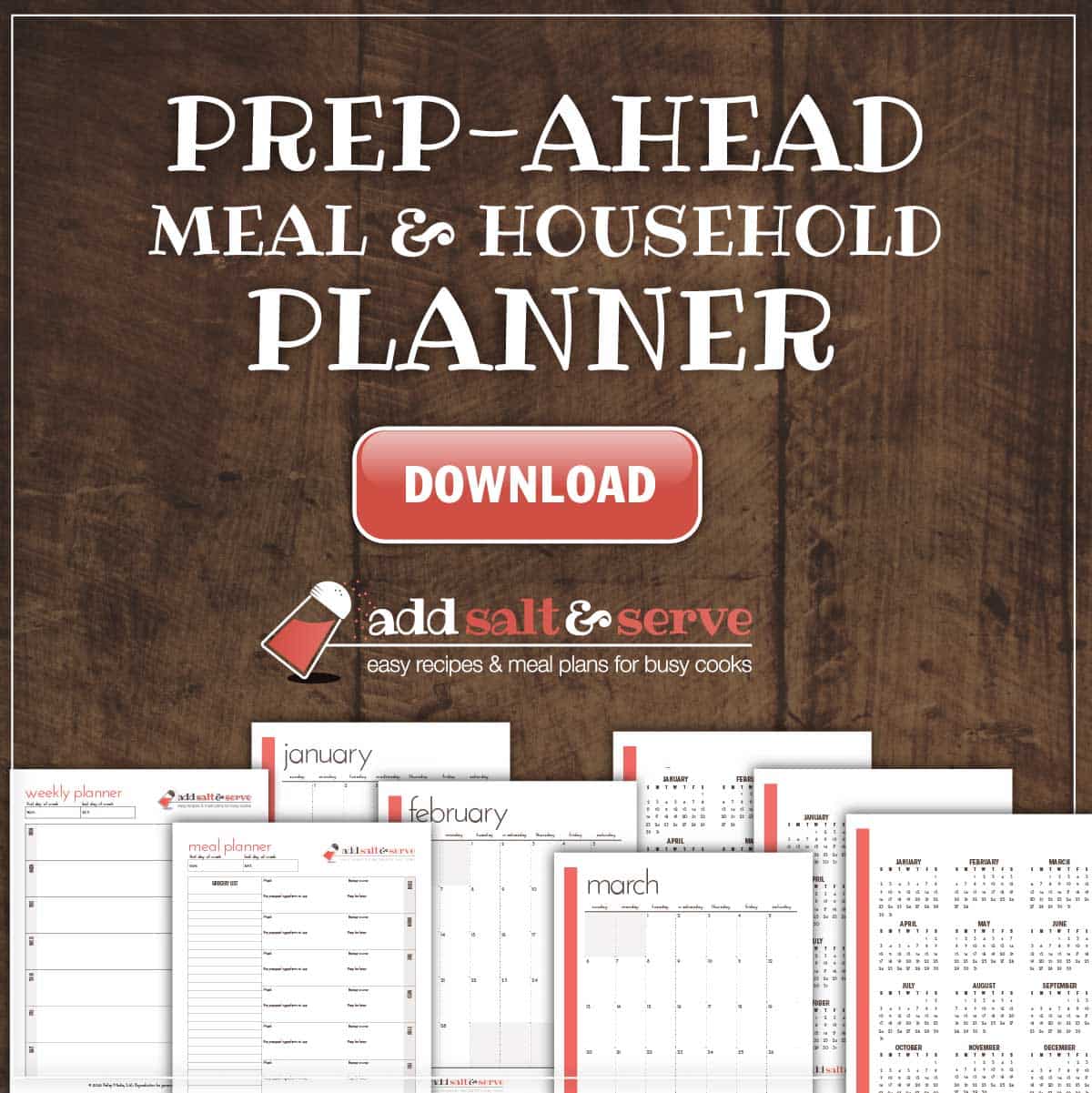 Prep-ahead meal and household planner.